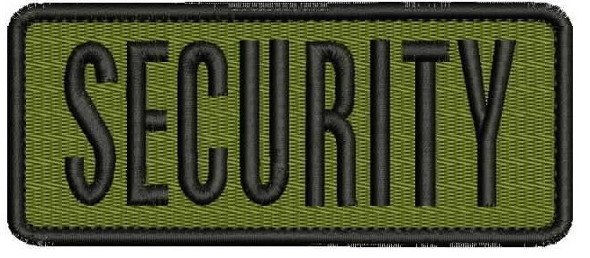 Security embroidery patch  2x5  OD GREEN