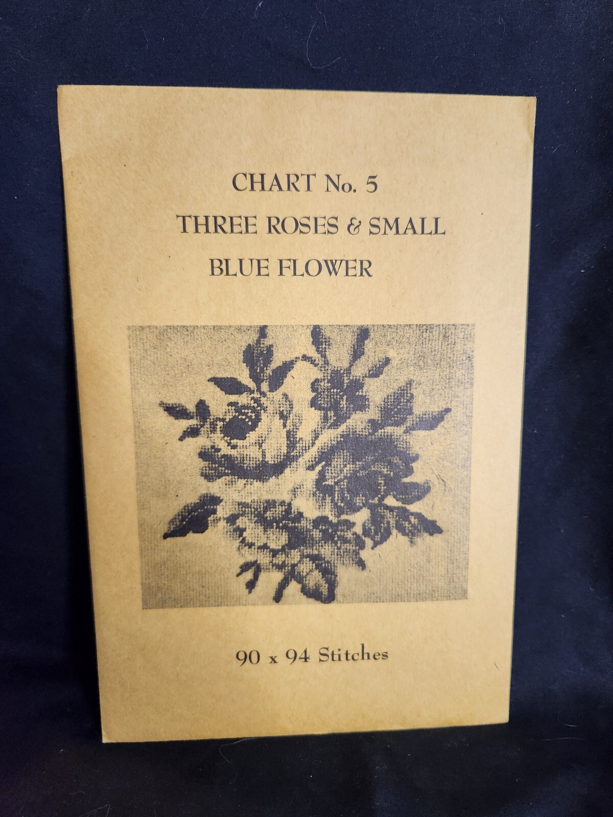 Babs Fuhrmann Petit Point Chart No. 5 Three Roses Small Blue Flower Vtg Rare