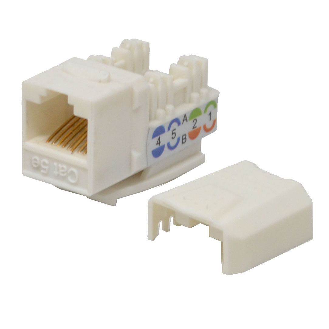5 pack lot Keystone Jack Cat5e White Network Ethernet 110 Punchdown 8P8C