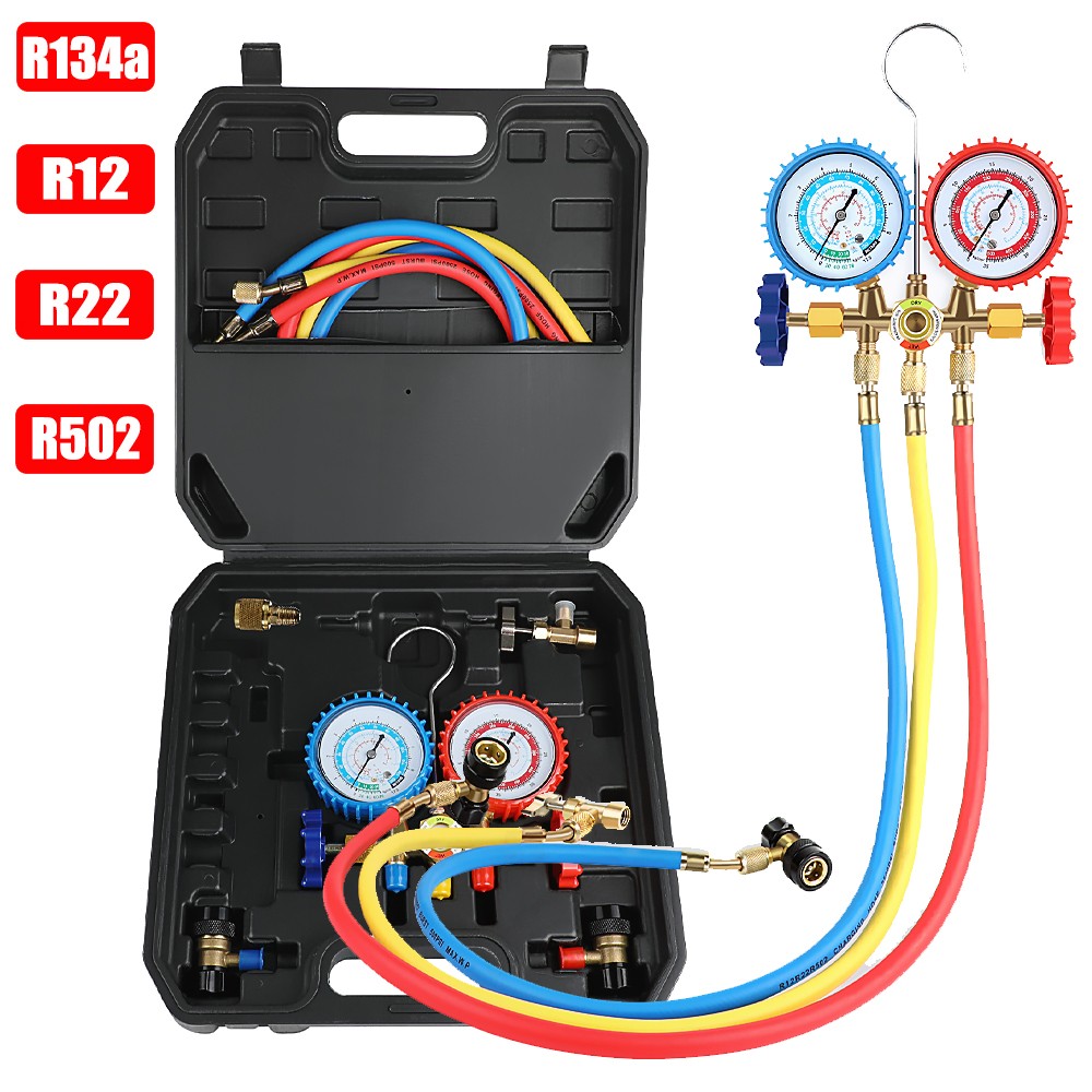 3-Way AC Manifold Gauge Set Fit for R134a,R12,R22,R502 Refrigerantion With Hoses