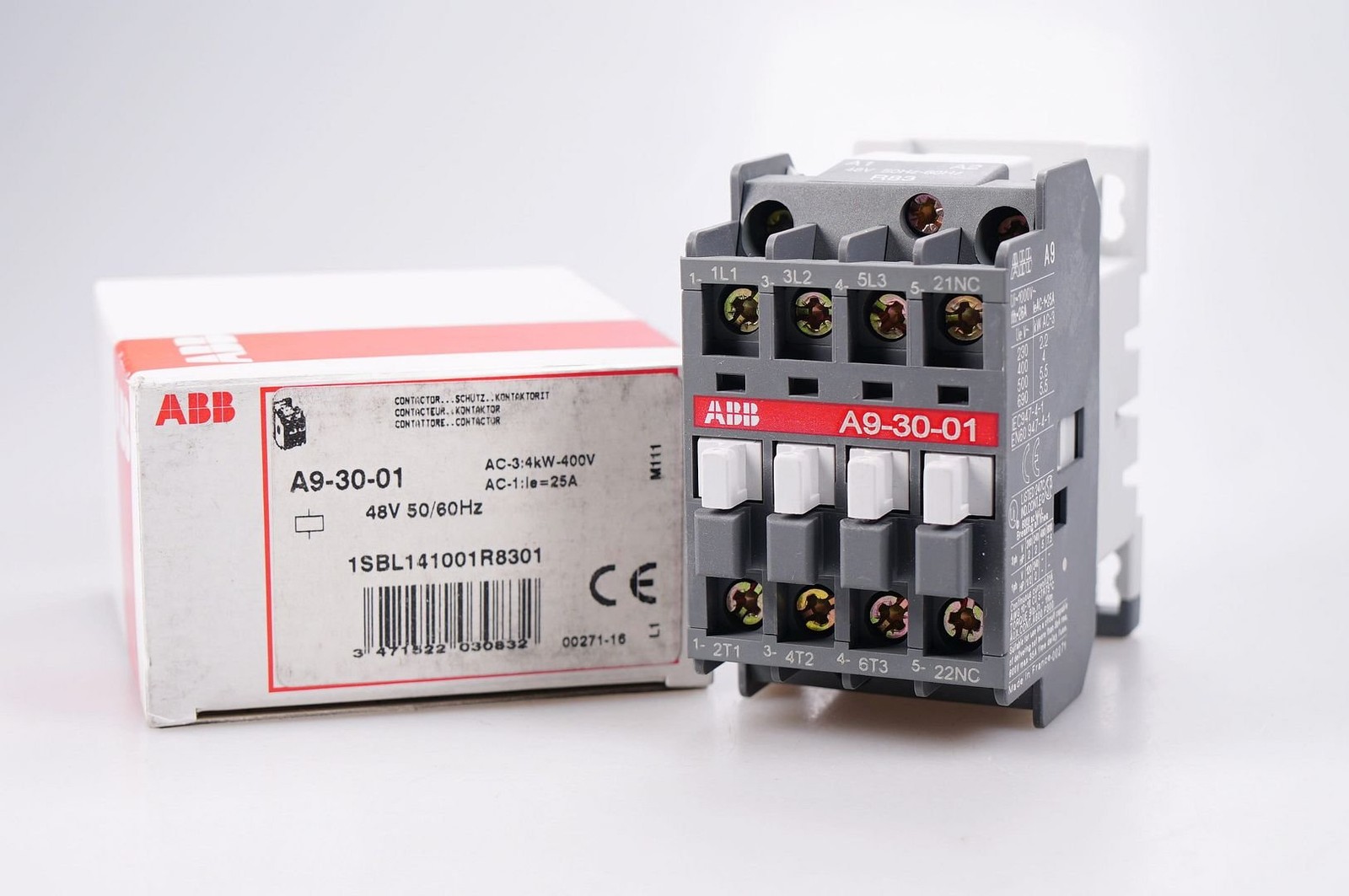 ABB A9-30-01 Power Contactor 3 Pole, 48V, 50/60Hz, 4kW 1SBL141001R8301