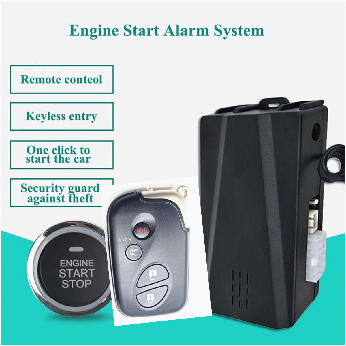 Keyless Entry Car Engine Start Push Button Remote Starter Stop Alarm System Kit
