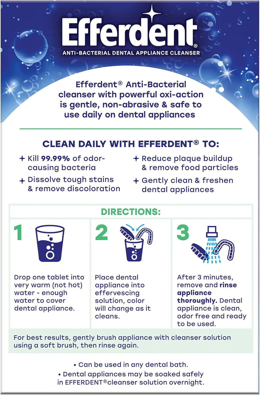 Efferdent Retainer Cleaning Tablets, Denture Cleaning Tablets - 126 Tablets