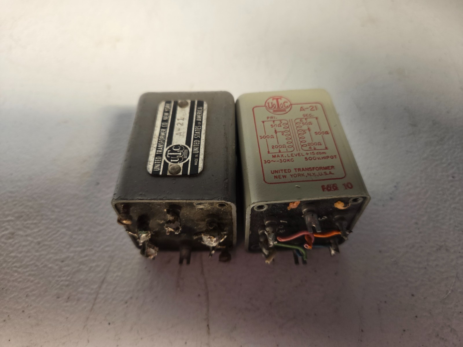 Pair UTC A-21 Audio Transformers Vintage Tube Broadcast Hi-Fi Tested Working