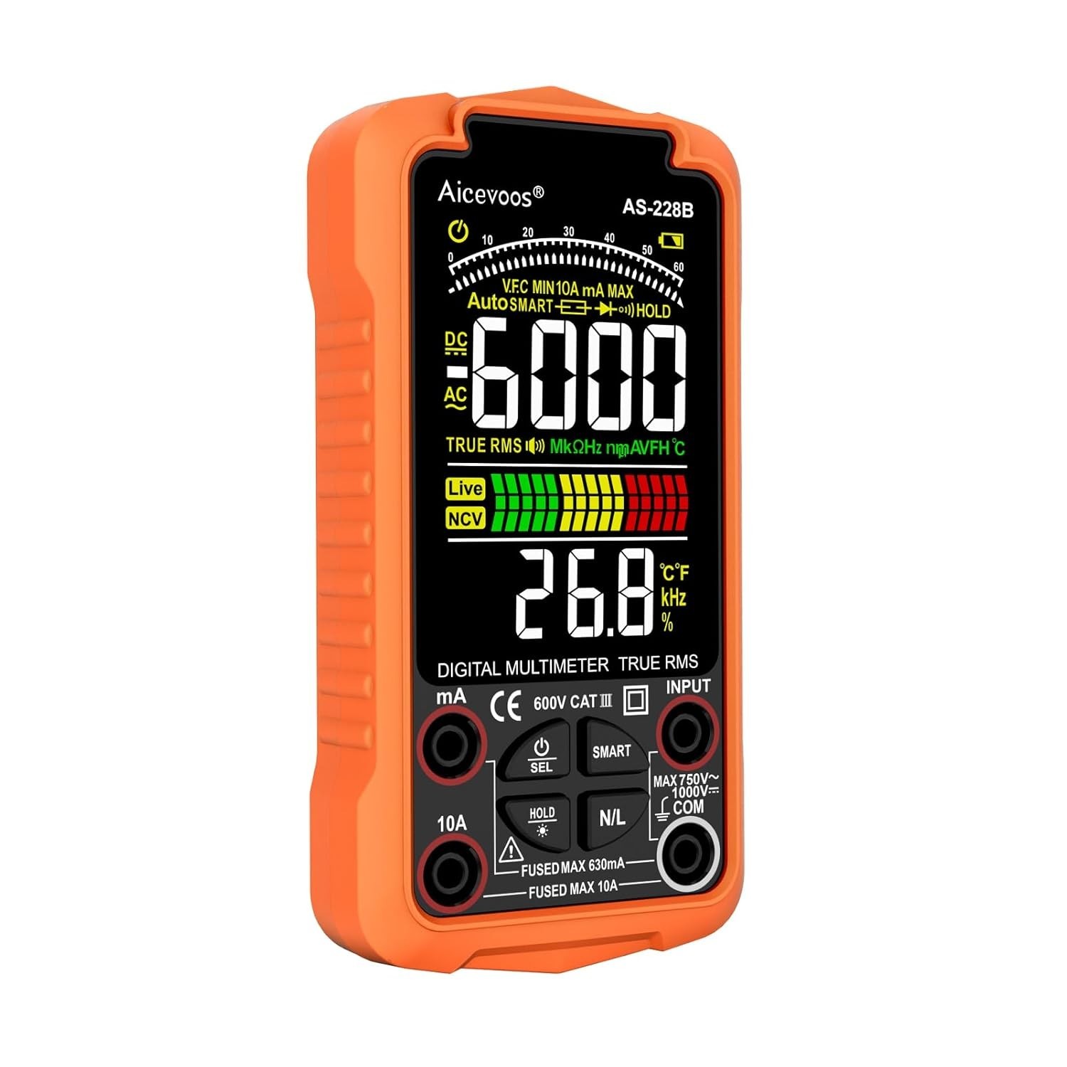 Multimeter 6000 Counts Digital Multimeter TRMS Smart Electrical Tester AC DC Vo