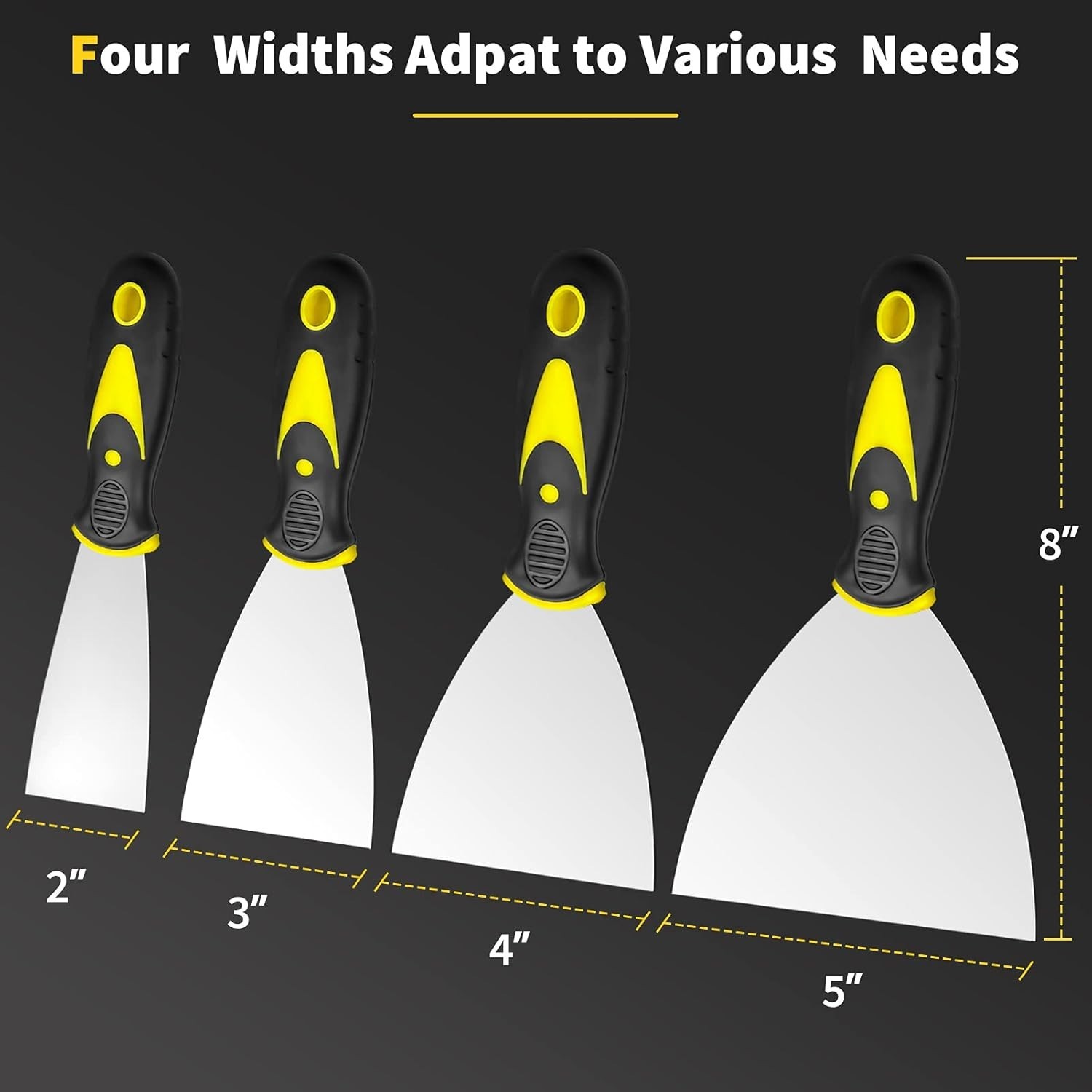 Rust-Resistant Putty Knife Set: 4 Sizes for Efficient Home Improvement Projects