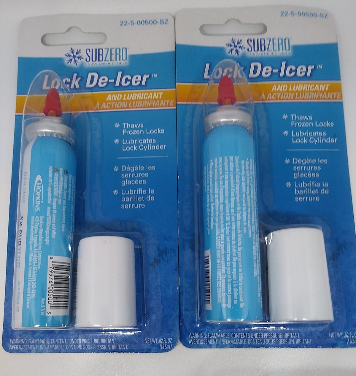 Hopkins Subzero Lock De-Icer & Lubricant 0.62  Fl Oz.  Lot of 2