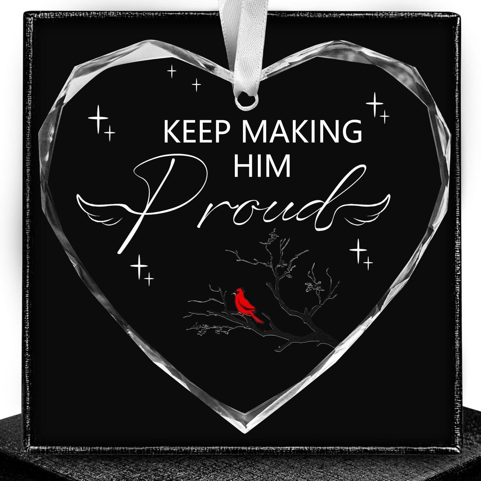 Keep Making Him Proud Hanging Ornament,Transparent Crystal Glass Bereavement ...