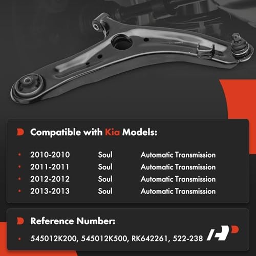 Front Right Lower Control Arm, Compatible with Kia Soul 2010 2011 2012 2013,