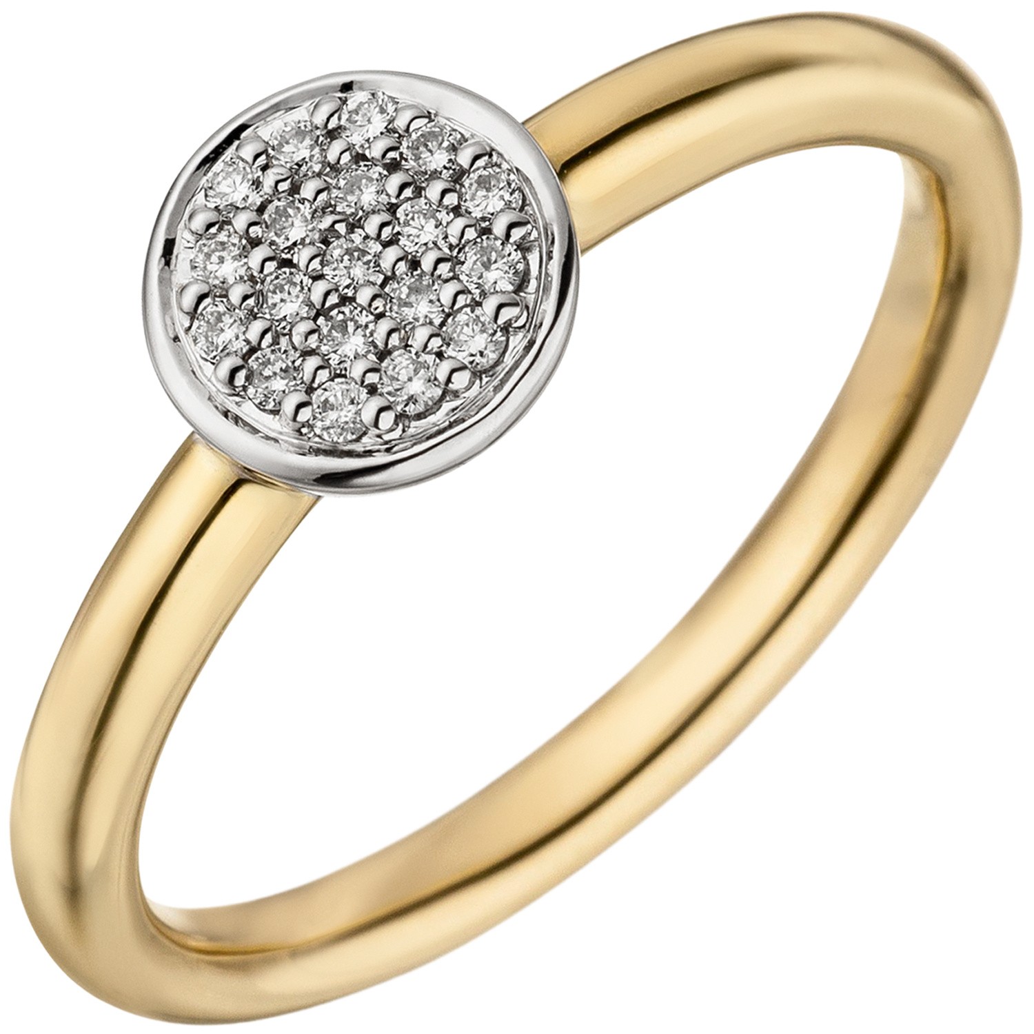 Jobo ladies' ring 585 gold yellow gold White gold two-tone 19 diamonds brilliant gold