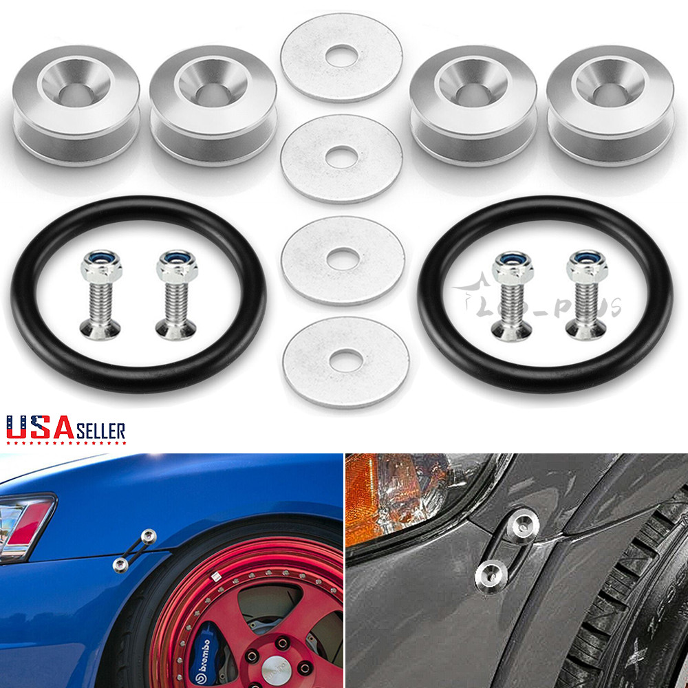 Silver JDM Quick Release Fasteners Car Bumpers Trunk Fender Hatch Lids Kit NEW