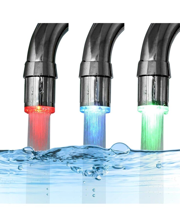 NEW LED Water Faucet Light Auto Multi Color Changing Stream Kitchen Bathroom