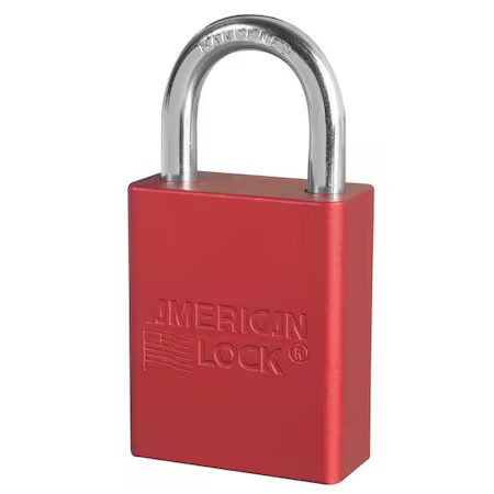 American Lock A1105kas12red Lockout Padlock, Keyed Alike, Aluminum, Red, 1 In