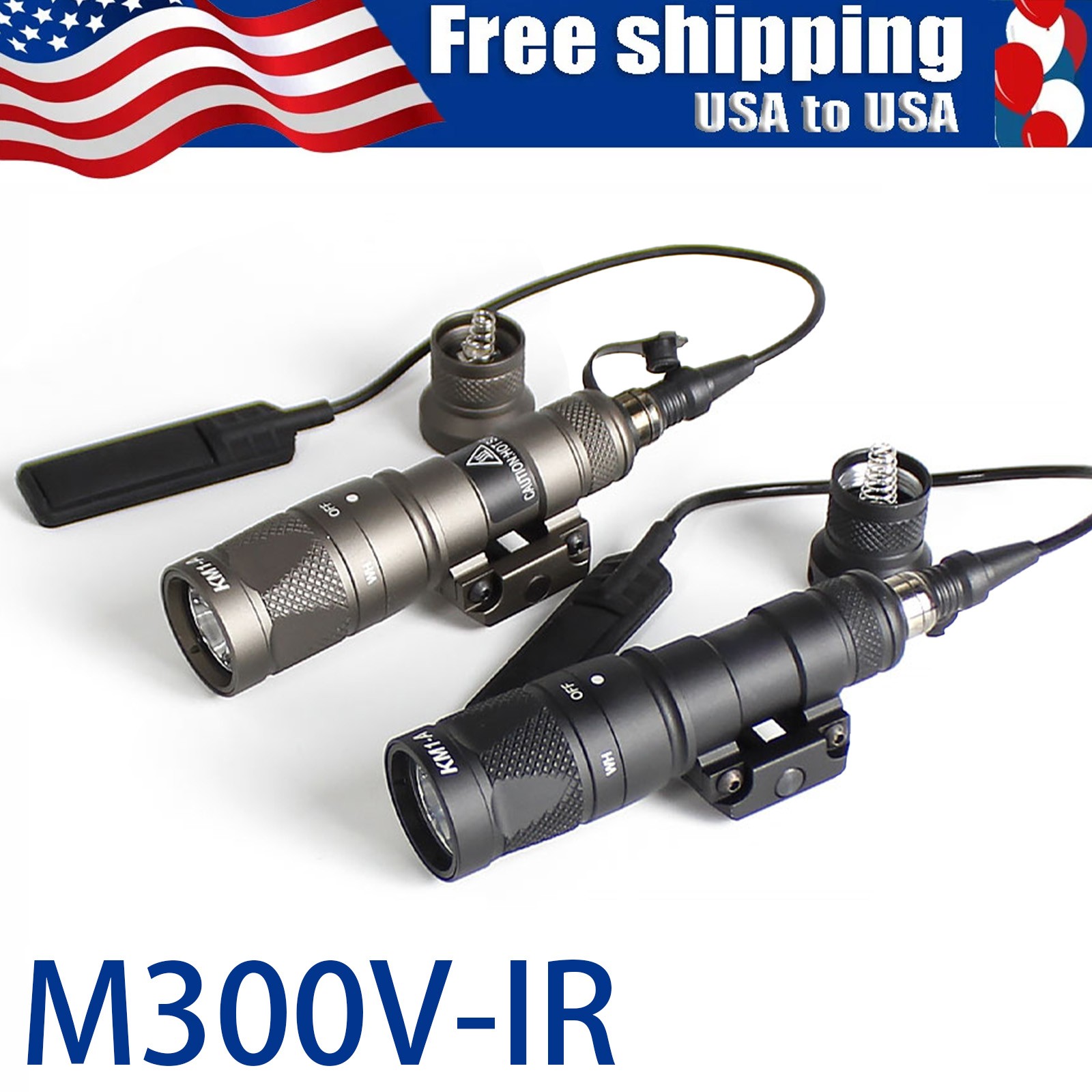M300V IR Infrared Flashlight & LED White Light W/ Pressure Switch Fits 20mm Rail