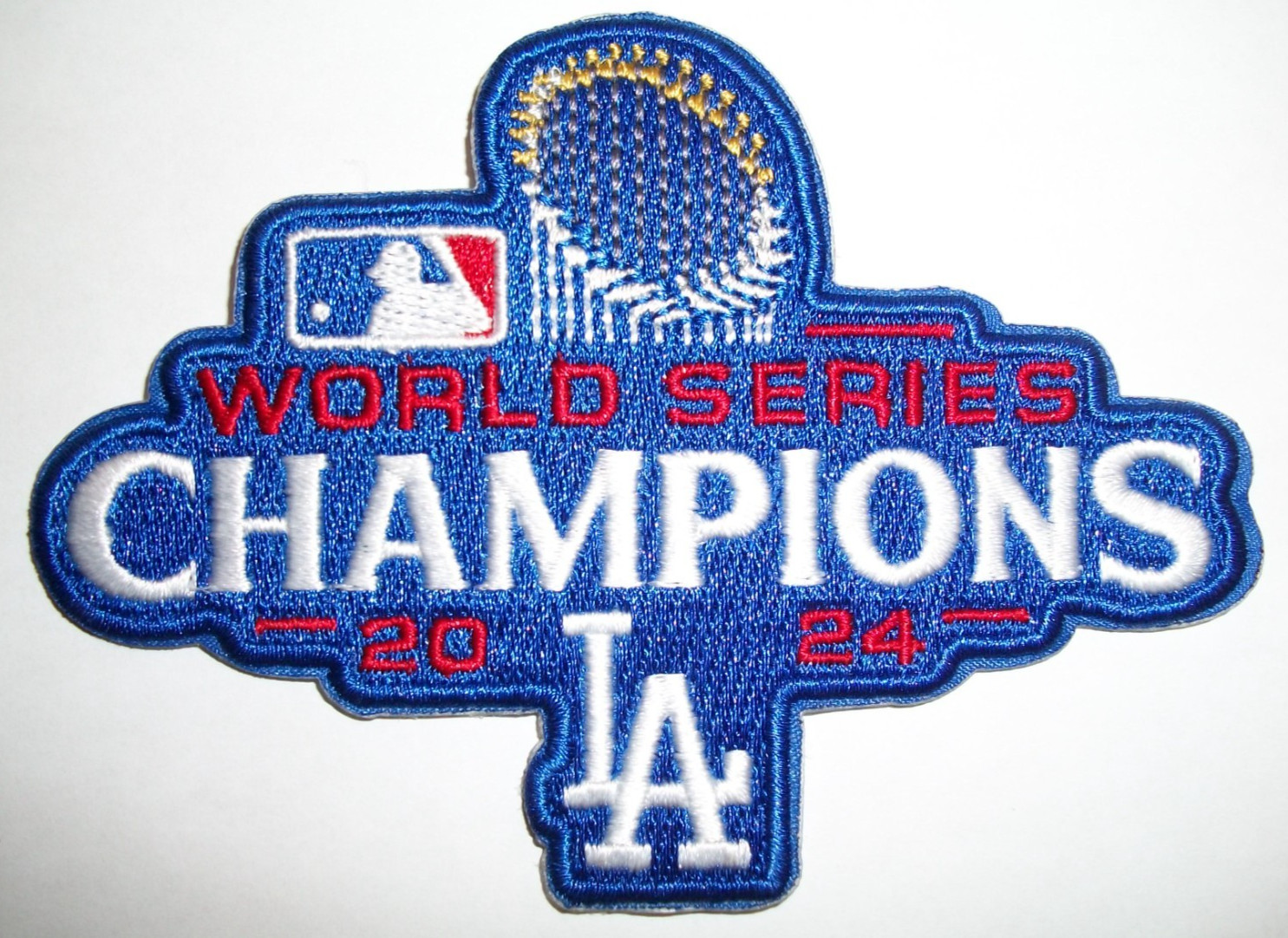 Los Angeles Dodgers~2024 Champions~Embroidered PATCH~@ 4" x 3"~Iron Sew On~MLB