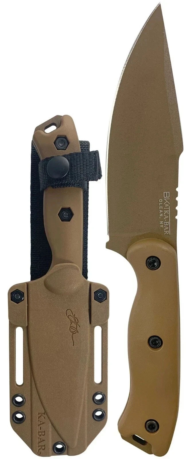 KA-BAR BK18 Short Becker Harpoon Fixed Blade Knife 4.56" 1095 Tan Harpoon Point