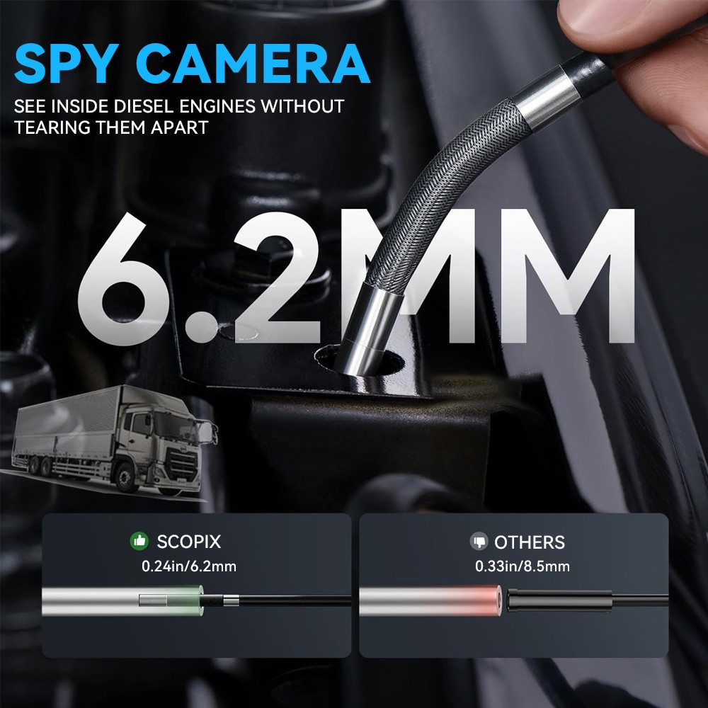 SCOPIX 4-Way 360° Articulating Borescope Endoscope with light Inspection Camera