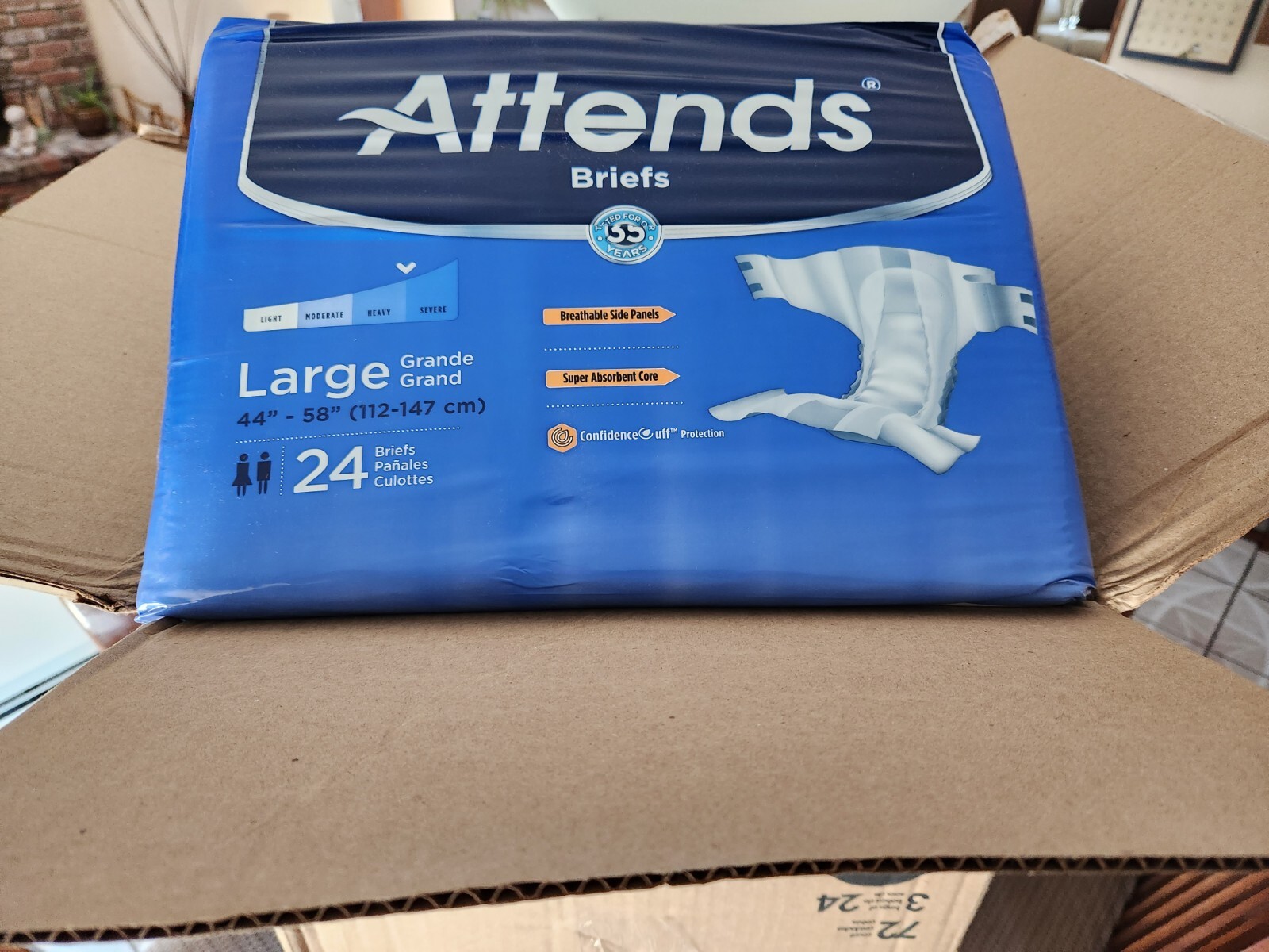 Attends Diapers Briefs Large 24 Count (44"-58")