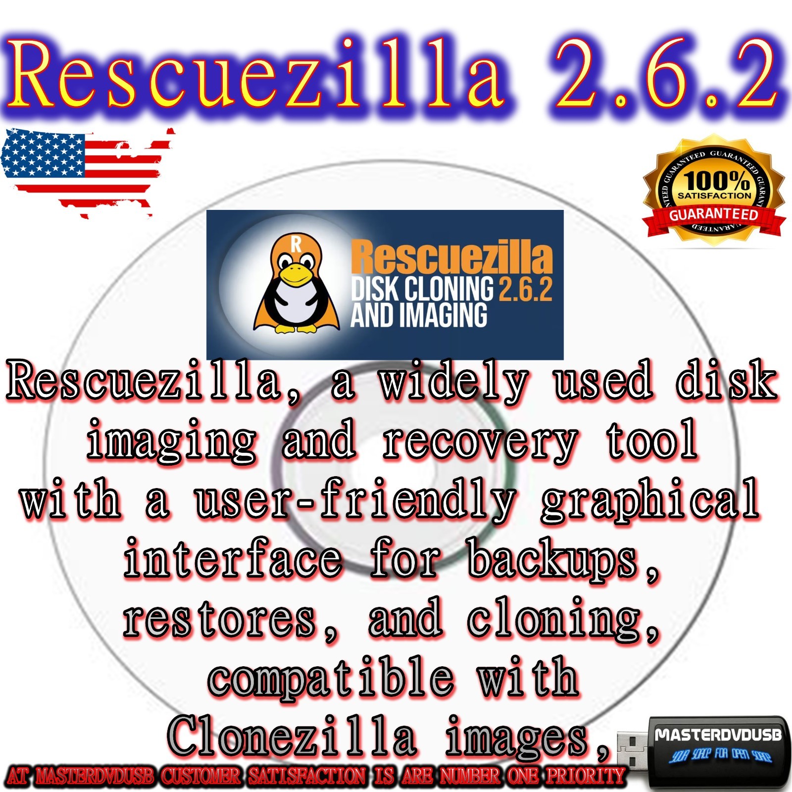 Rescuezilla 2.6.2 Bootable DVD – Disk Imaging, Backup & Recovery Version 2026