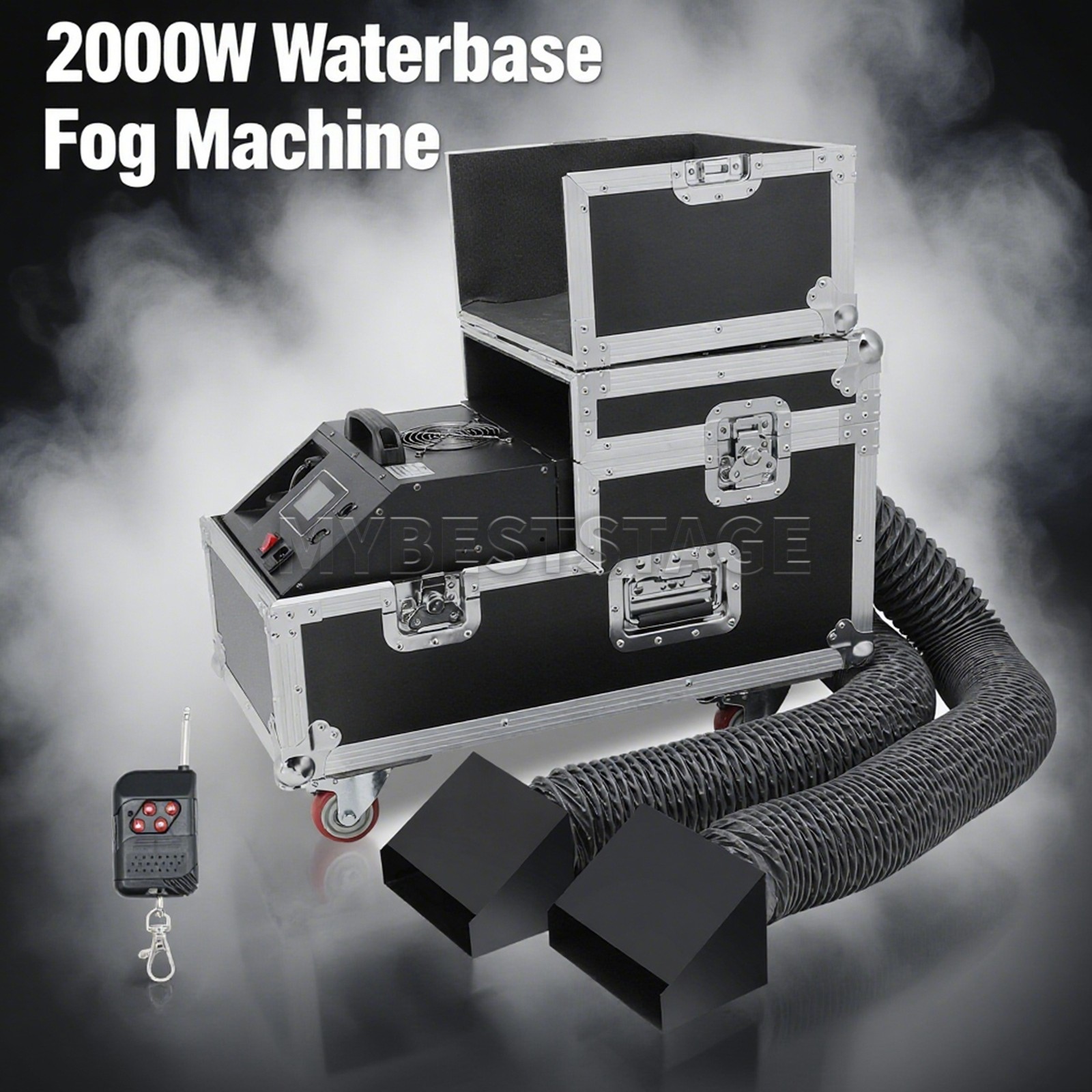 PAIDUN 2000W Double Outlet Waterbase Machine Ground Smoke Mist Effect Wedding DJ