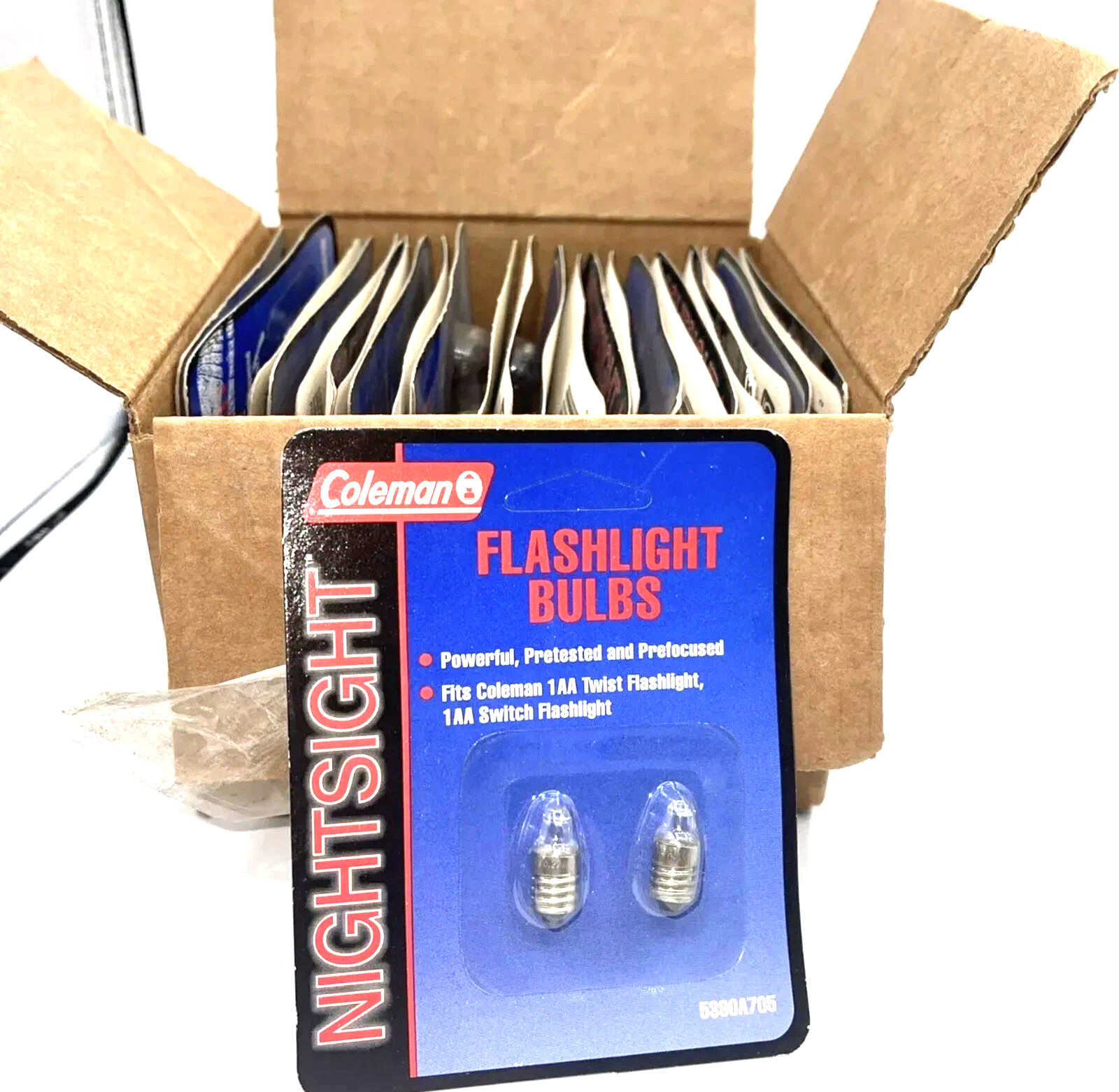 COLEMAN NIGHT SIGHT Replacement Bulbs 1AA TWIST AND SWITCH FLASHLIGHT 24 Pks