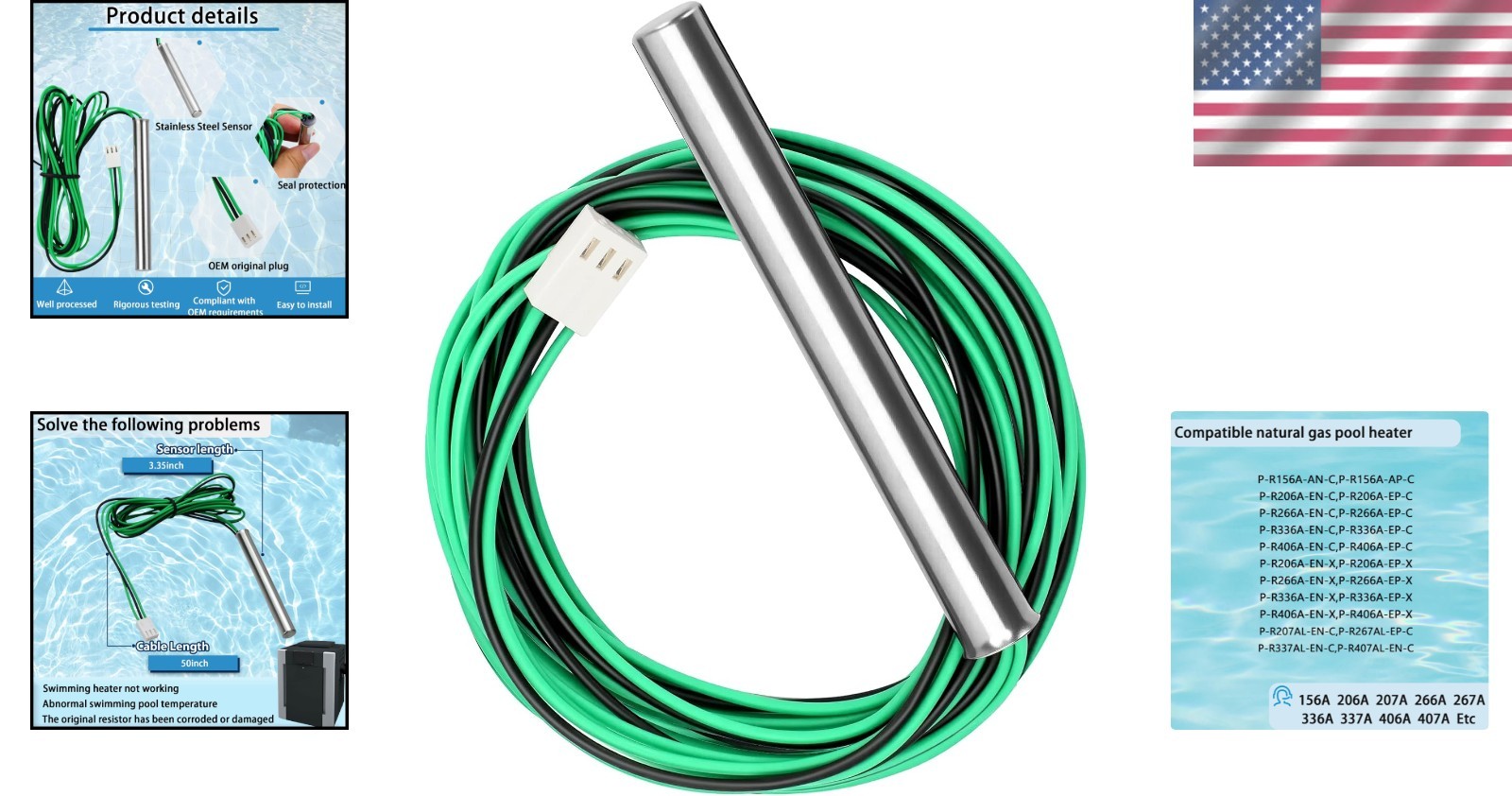 009577F Temperature Sensor for Raypak Heaters 206A-407A | Easy Install 100K NTC