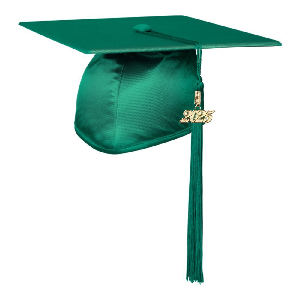 Endea Graduation Shiny Emerald Green Cap & Tassel