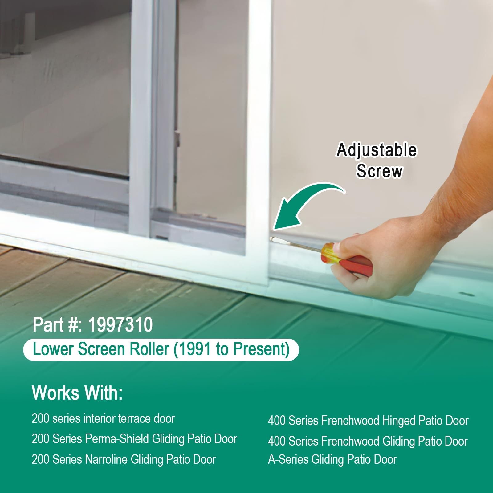 Sliding Screen Door Rollers Assembly for Upper 2 Pack＋Lower 2 Pack, White