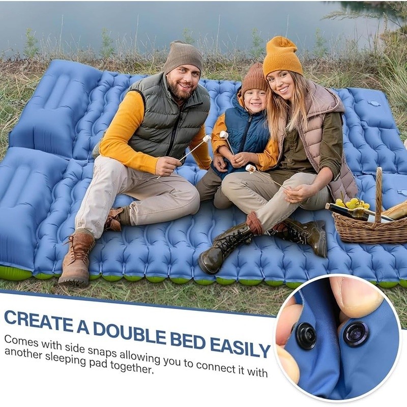 Extra Wide 3 Thick Self Inflating Camping Sleeping Pad W/ Pillow Fast Inflate US
