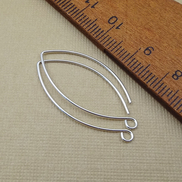 Handmade Long Earring Hooks - Large Leaf Ear Wires - Sterling Silver Earwires