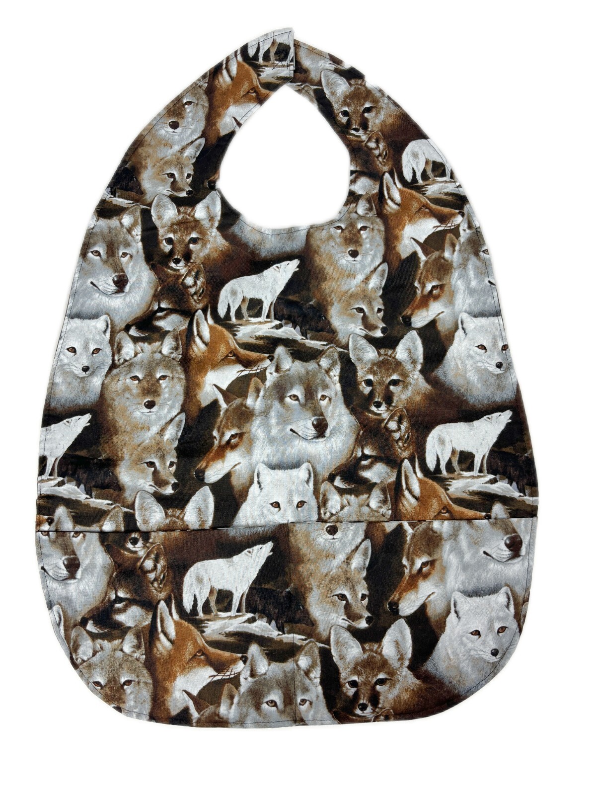 Wolf Coyote Fox Animal Adult Bib Washable 2 Pocket Craft Clothes Protection