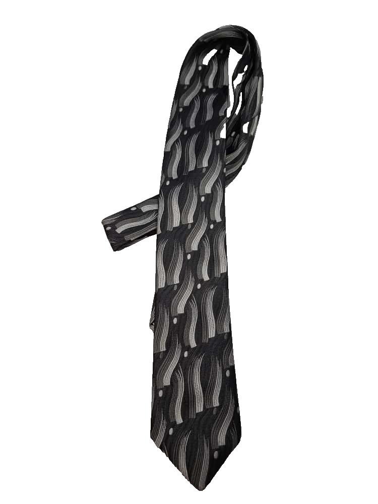 Jinnea Franco Old Classic Narrow Necktie - Gray Striped Desing