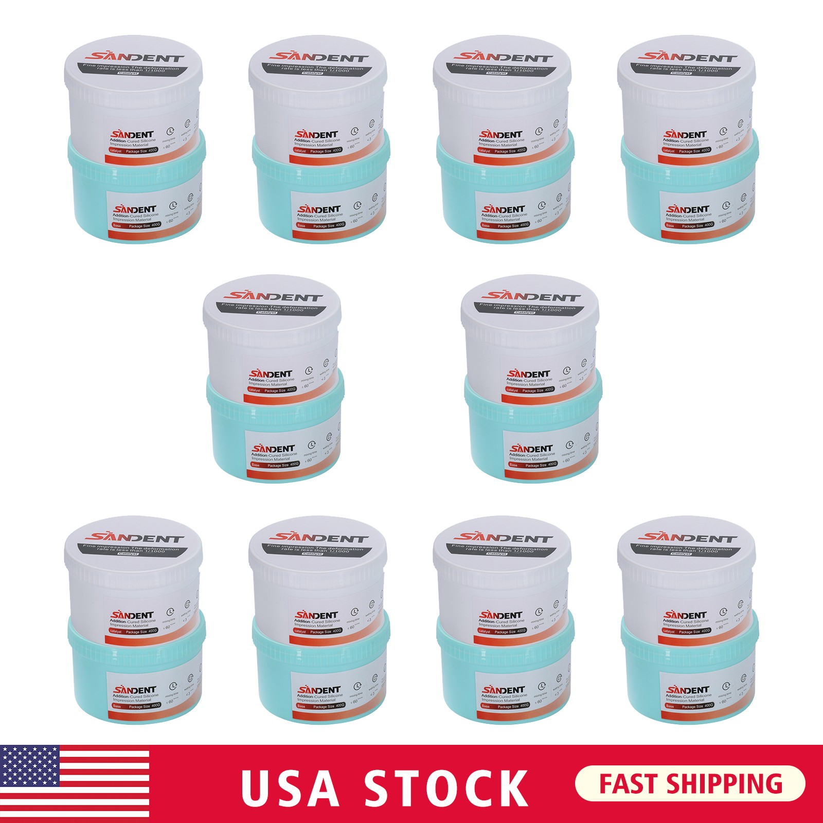 1-10 Sets Dental Putty Fast Set PVS VPS Impression Material 2 x 400 ml dt