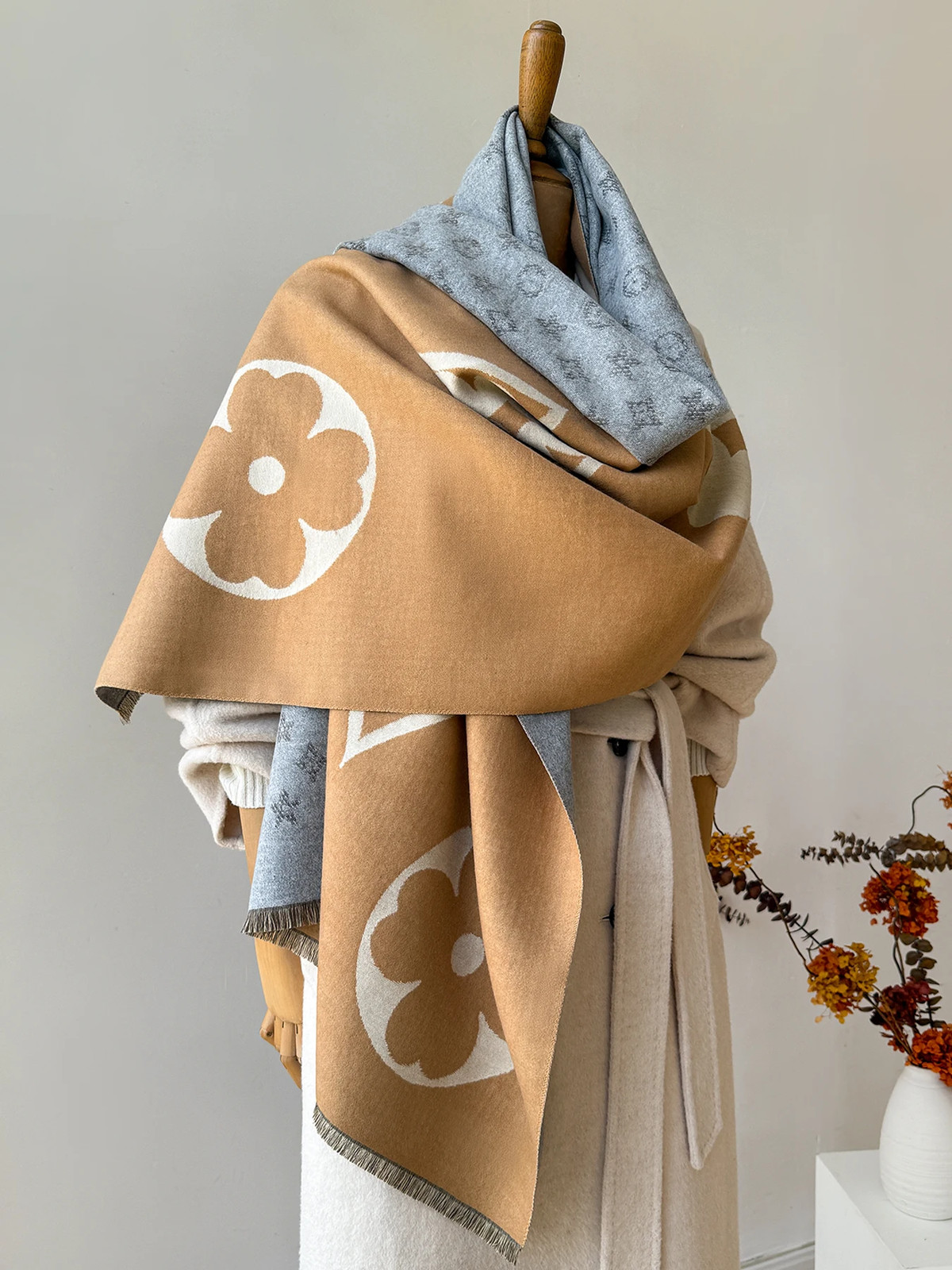 Autumn Winter Women Faux Cashmere Shawl Warm Jacquard Scarf Wrap Blanket Soft