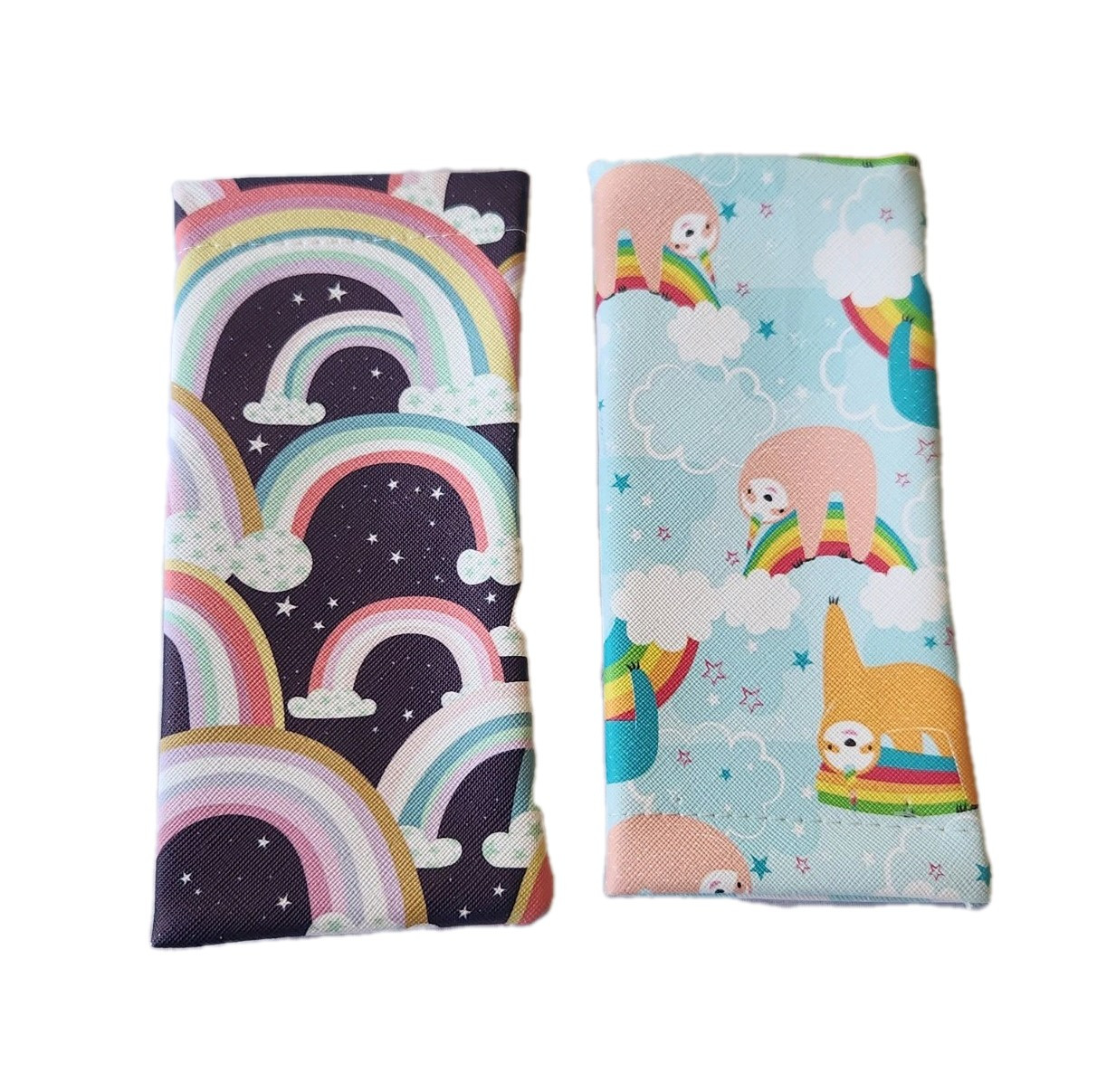 Leather Glasses Pouch Soft Lined Rainbow Cloud Sloth 2 Piece