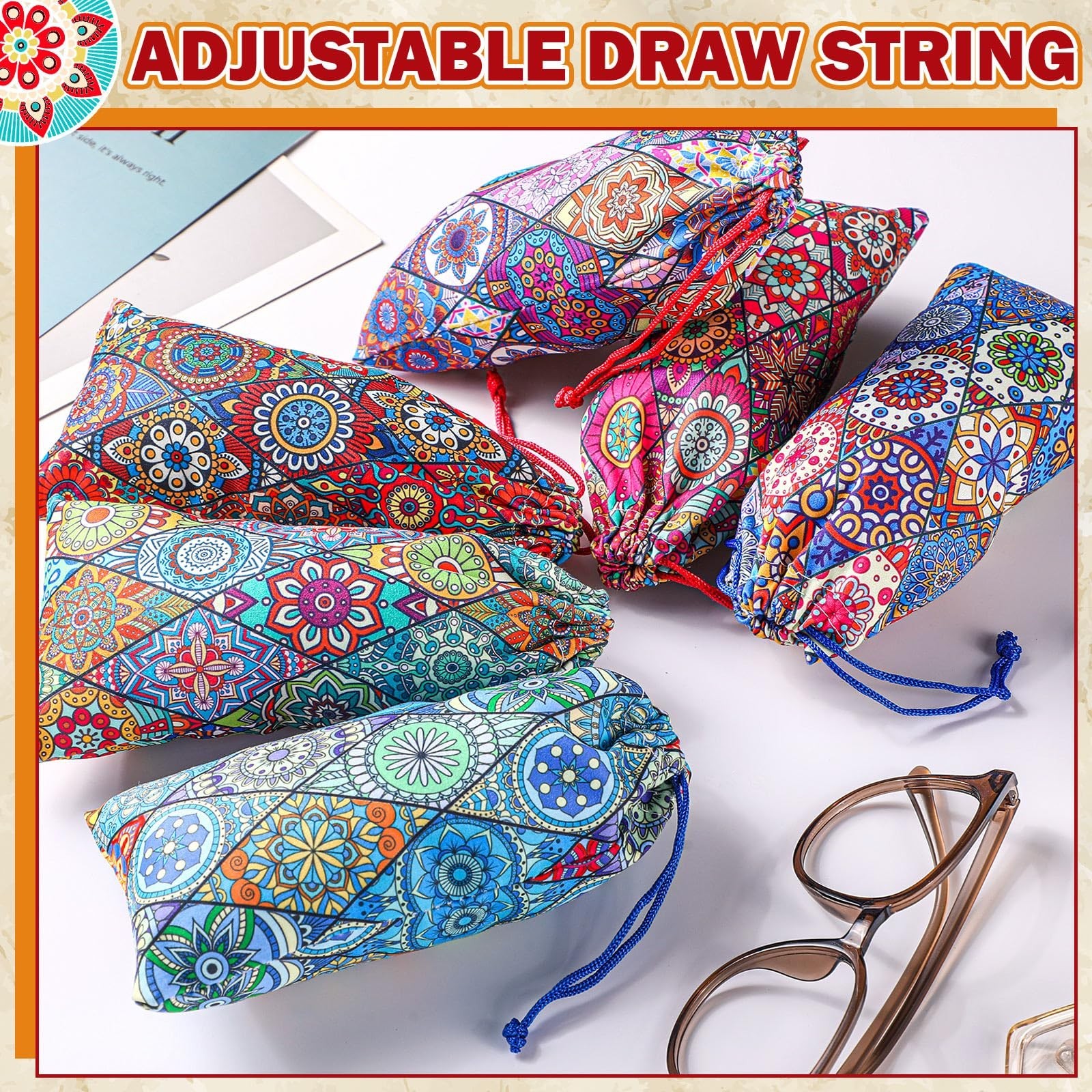 24 Pcs Sunglass Pouch Drawstring Microfiber Pouch Multicolor Soft Sunglasses ...