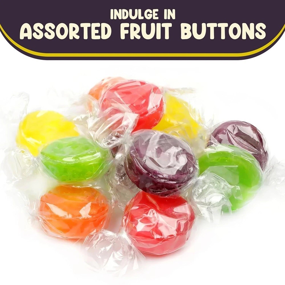 Assorted Fruit Flavored Buttons Discs Bulk Old Time Hard Candy (2 Pounds)
