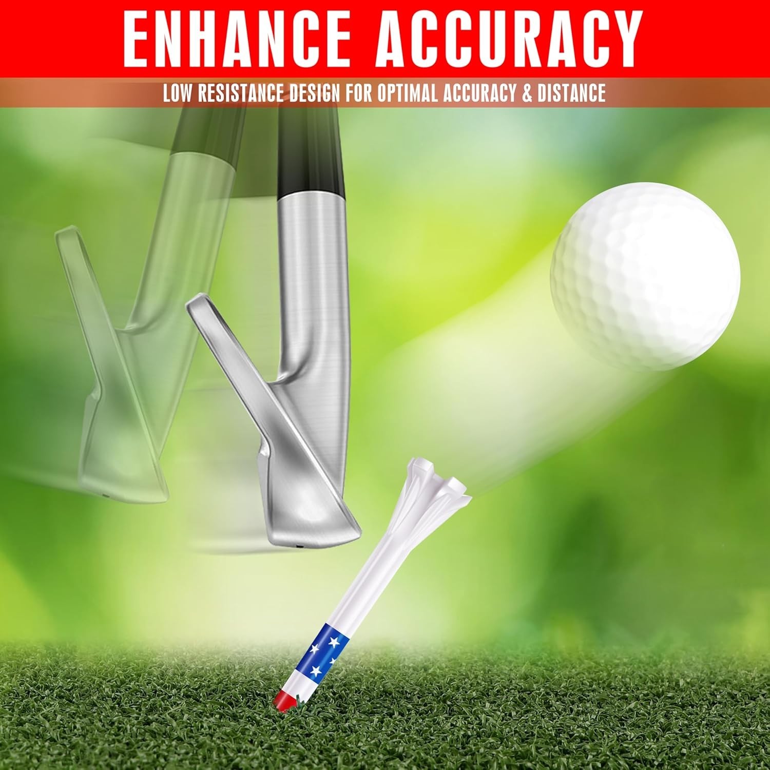 5-Prong Plastic Golf Tees 120 Pack - Star and Stripe Marking System Golf Plas...