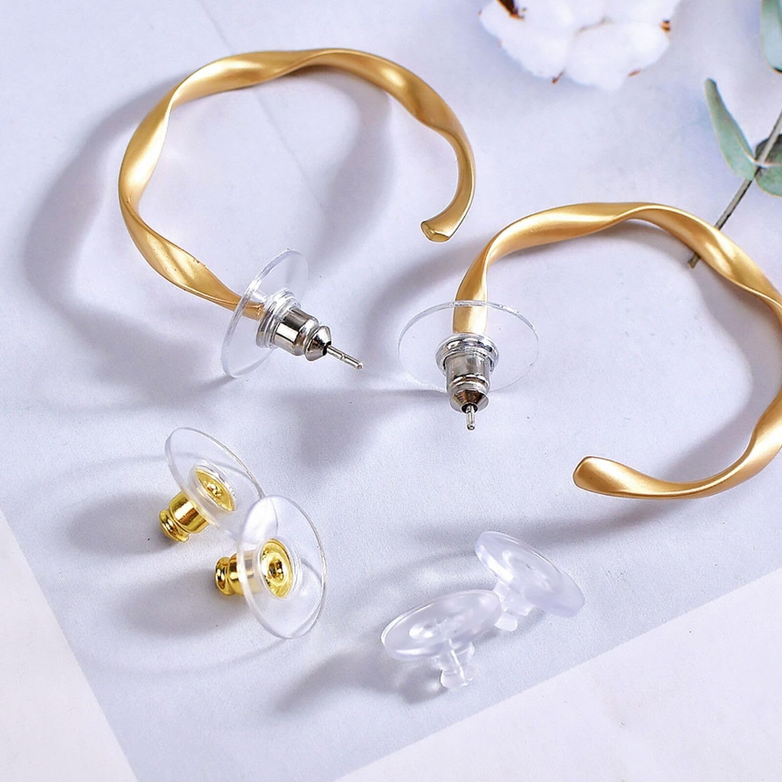 120Pcs Earring Backs Clutch Ear Locking w/ Pad for Studs Fishhook Heavy Earrings