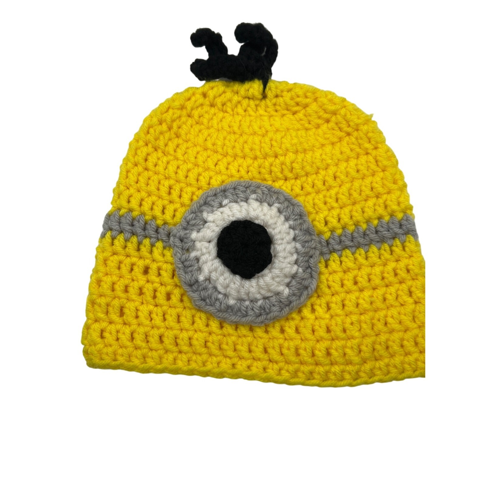 Handmade Minion Inspired Crochet Beanie Hat Toboggan Kids Yellow & Gray NWOT