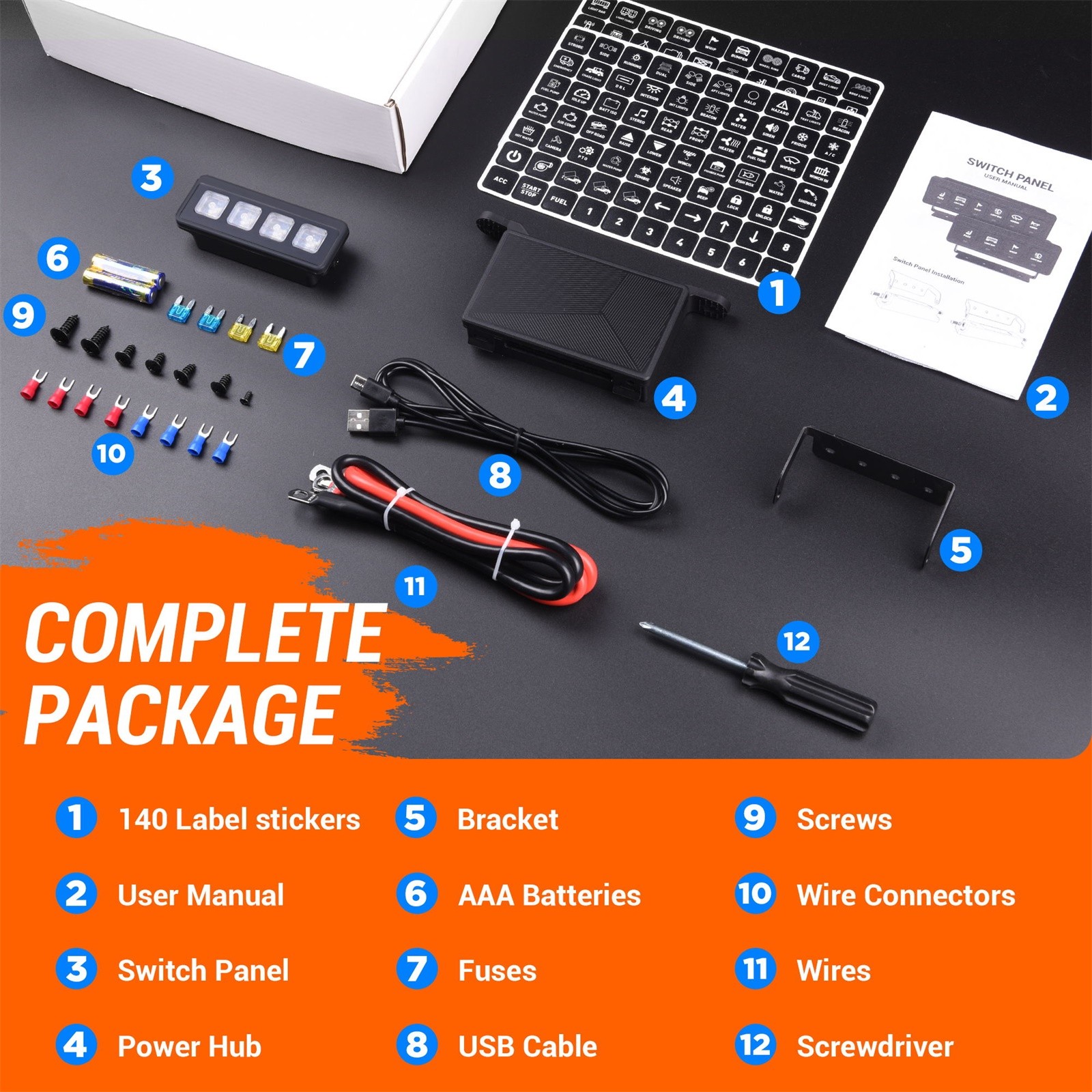 4 Gang Wireless Switch Panel Led Light Bar Remote Control Relay System Box