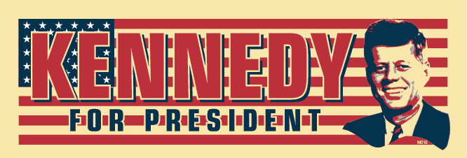 KENNEDY for President, 1960 campaign repro - 9x3 Vinyl Bumper Sticker Decal M016