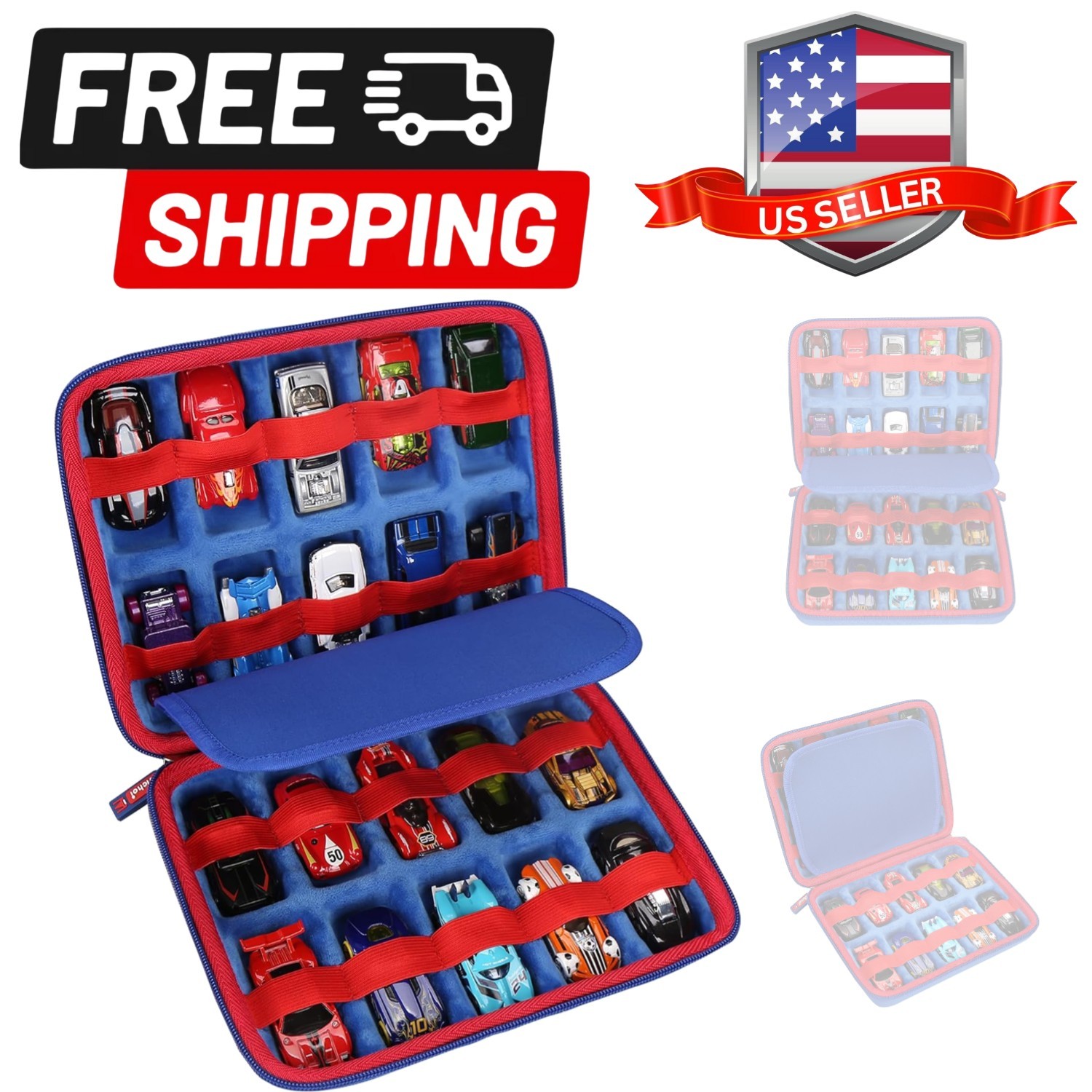 Shockproof Carrying Case for Hot Wheels 20 Cars, Toy Car Organizer for Your M...