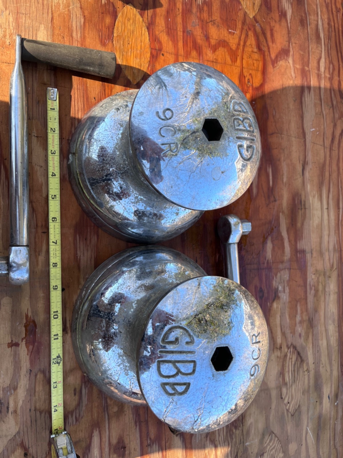 Pair of Gibb Chromed Bronze 2 Speed Winches model 9CR with handles
