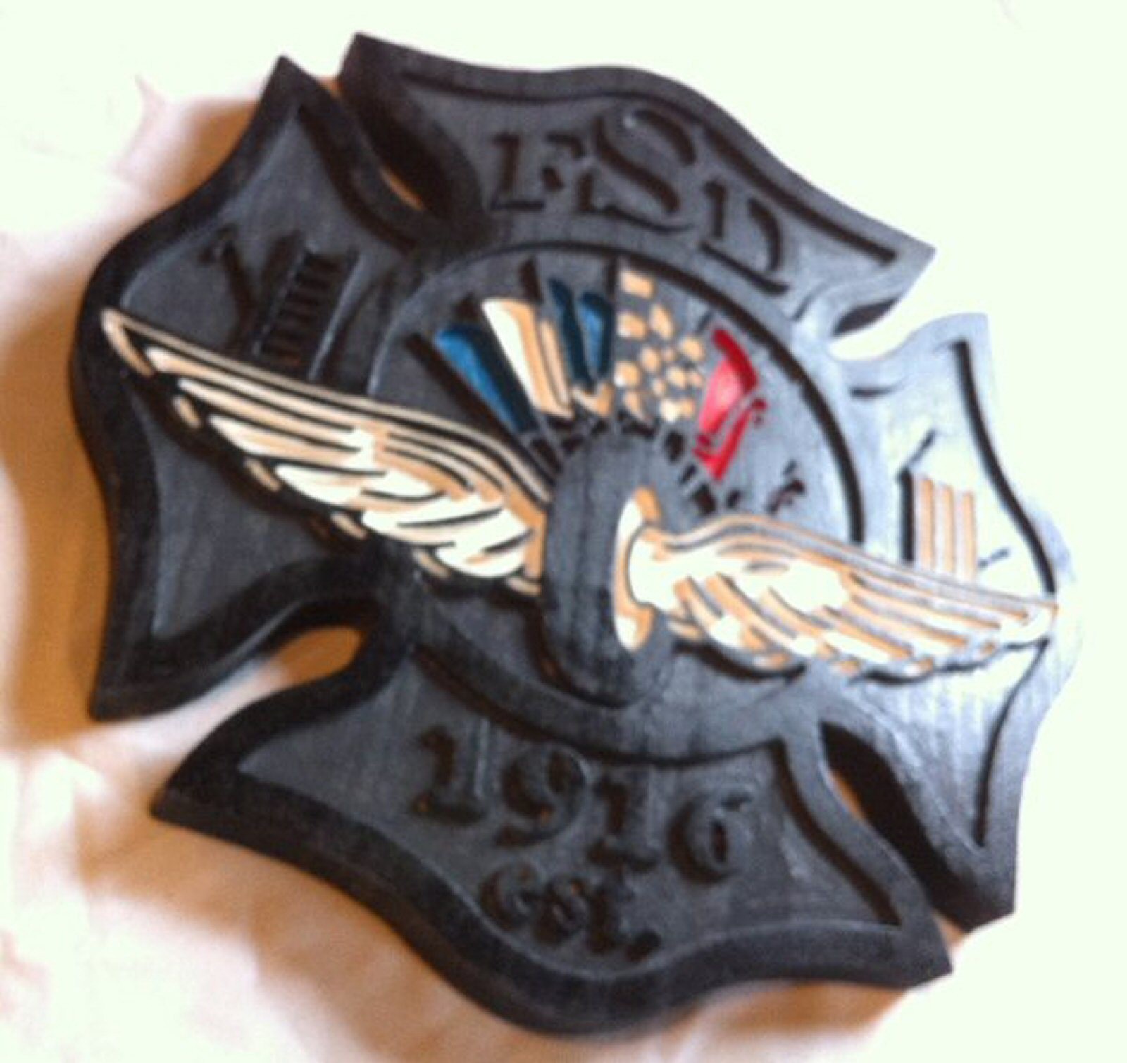 Speedway Fire Department Shield 3D routed patch plaque sign Custom Carved