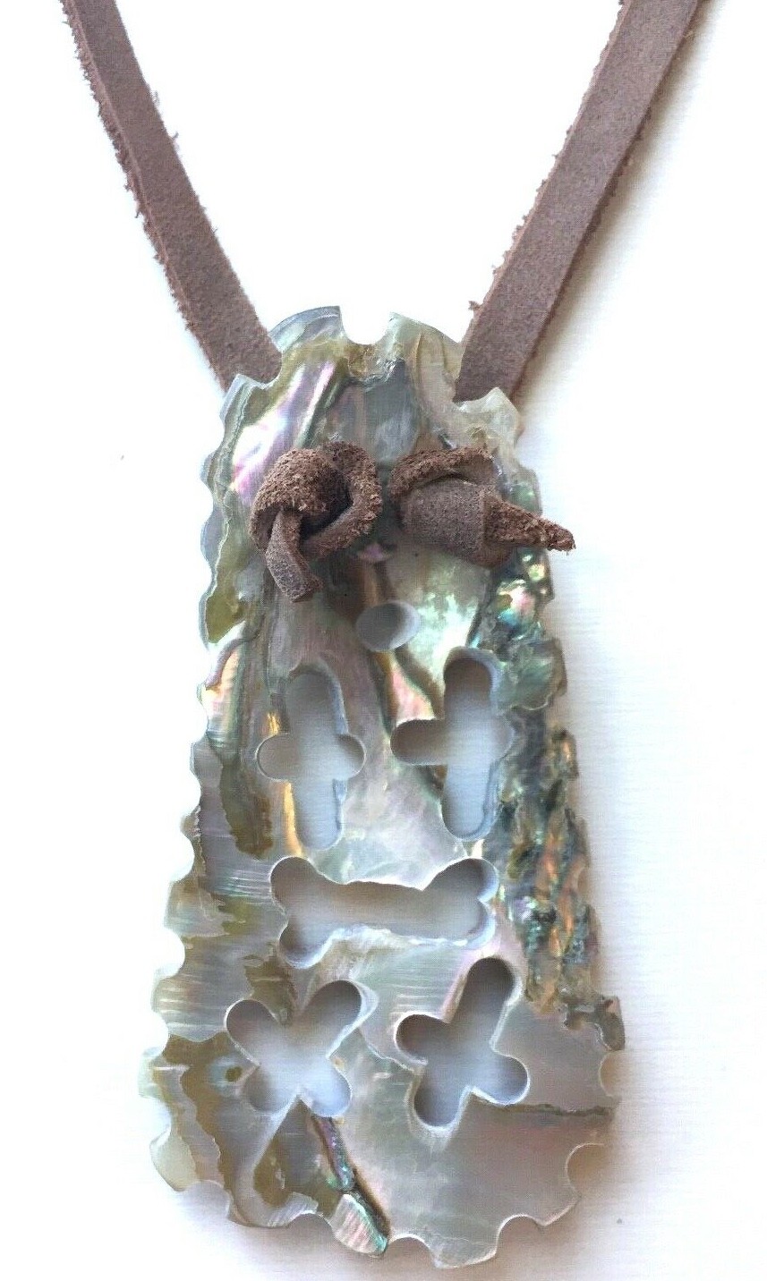 Mountain Man Foofaraw Abalone Shell Necklace Minot Indigenous Style N.California