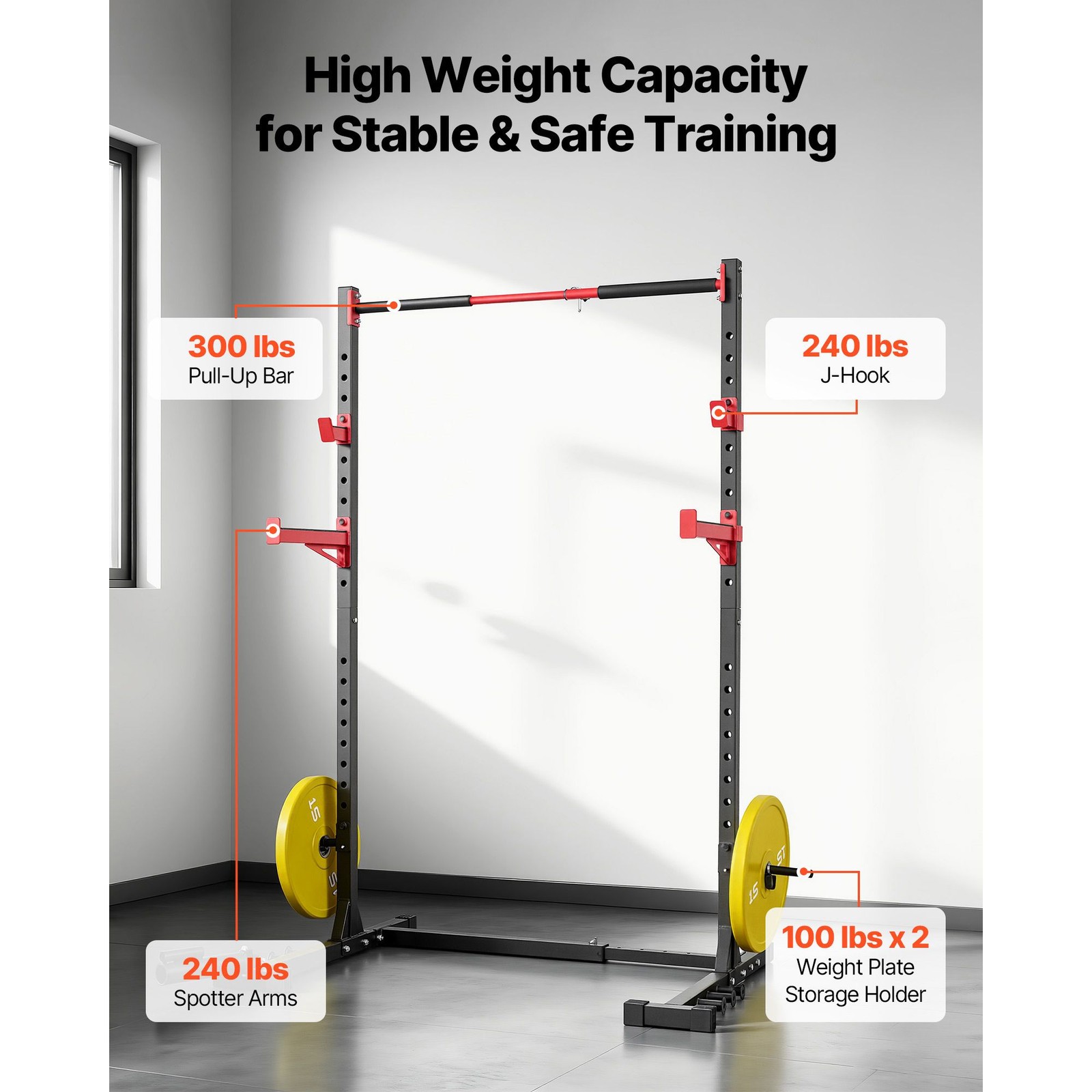 Powder-Coated Steel Power Cage Rack Home Gym