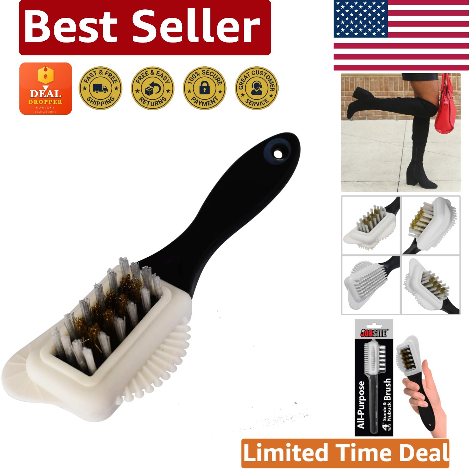 Versatile All-Purpose Suede & Nubuck Cleaning Brush with Durable Rubber Handle
