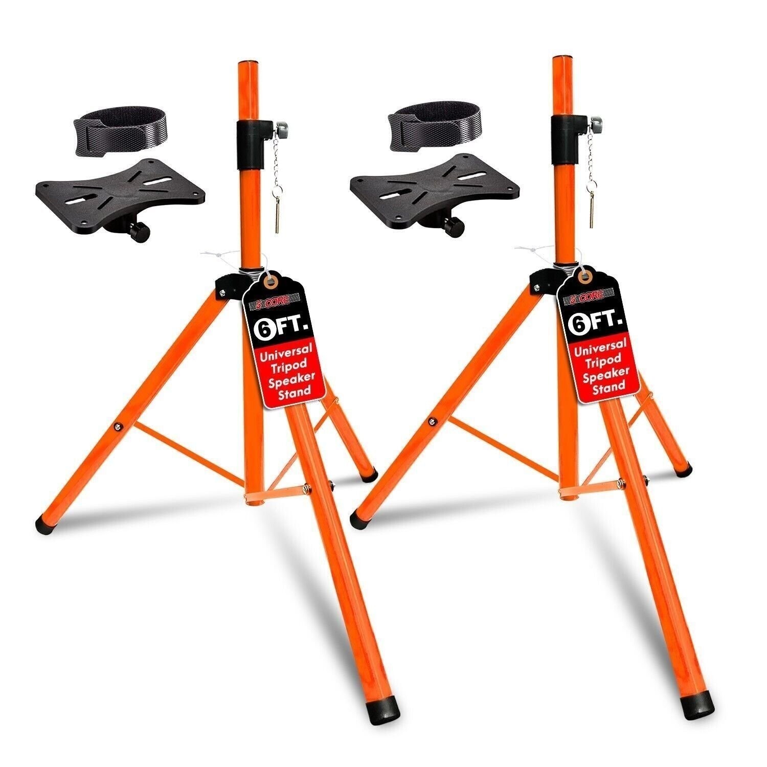 5Core Speaker Stand Tripod Pair Heavy Duty Adjustable 72" Universal Mount