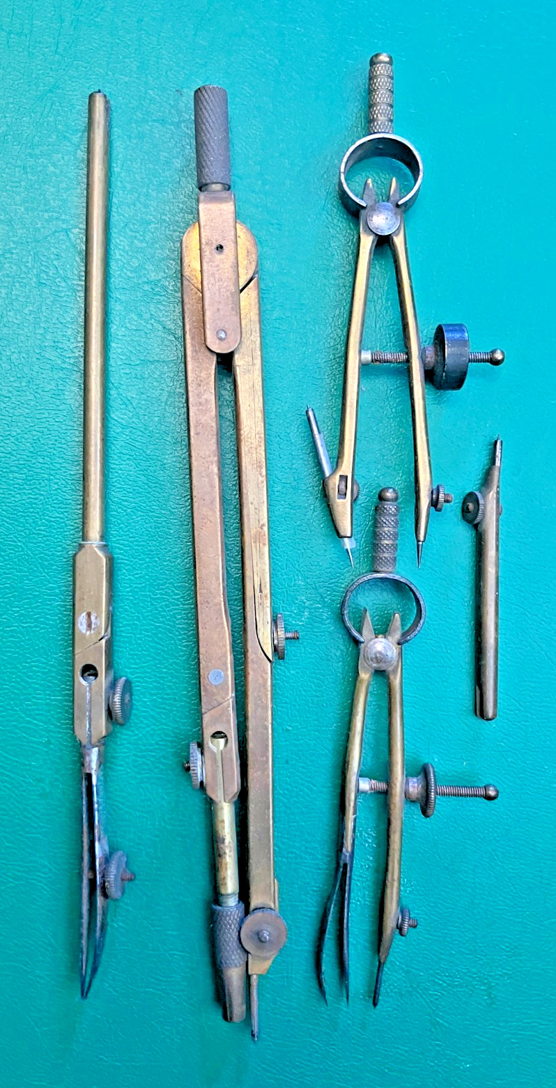 Vintage Draughtsman Technical Drawing Engineers Tools Bundle - Brass / Steel